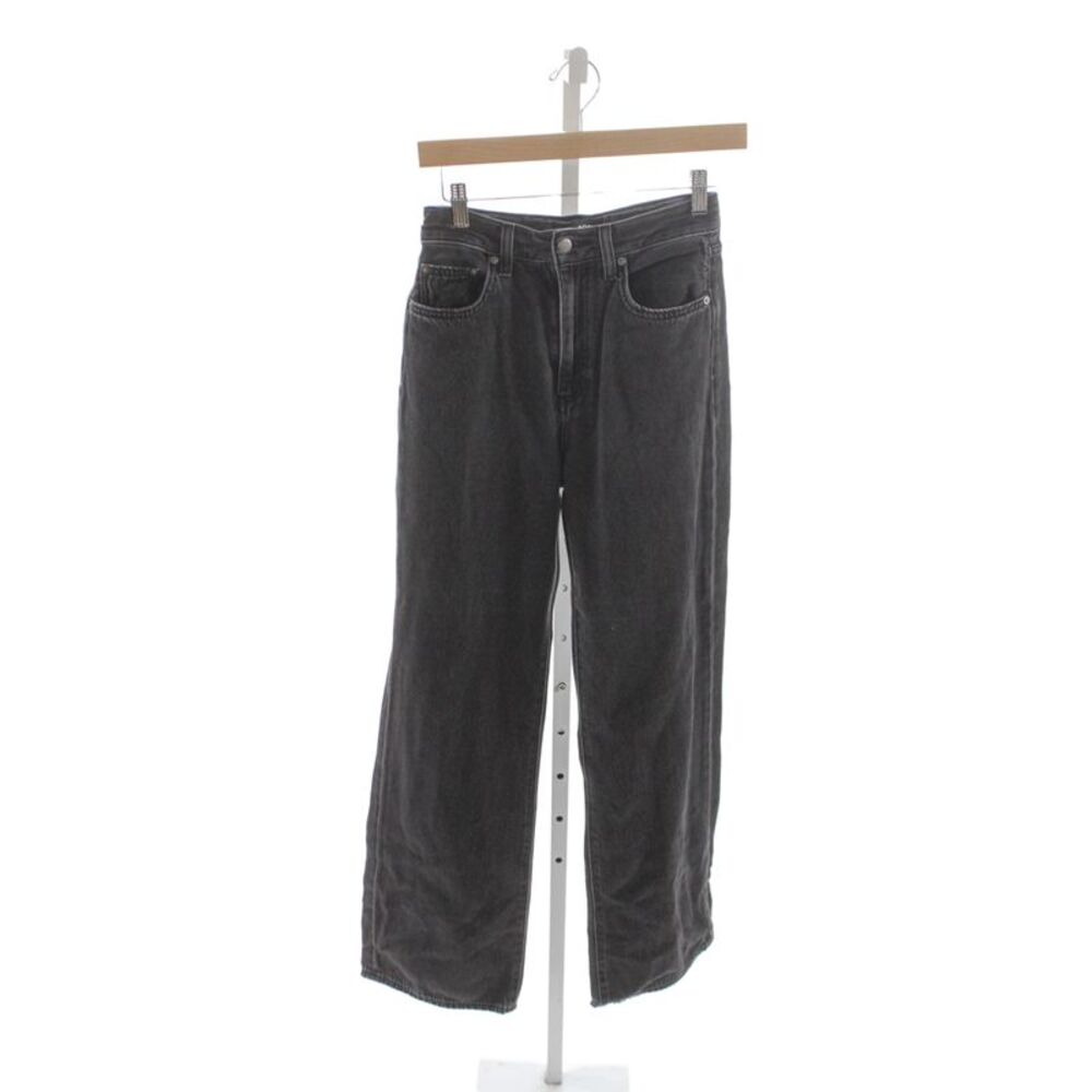 Denim Forum Women Straight Jeans Black Cotton High Rise Button Fly Size 26